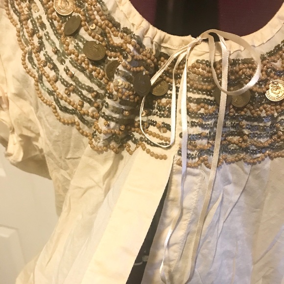 HP๐Cream ribbon tie-gold beading &embellishment - Picture 2 of 4